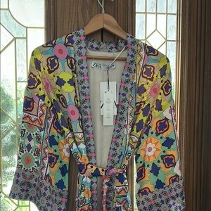 Zara Pink and Yellow Kimono Robe Intimates